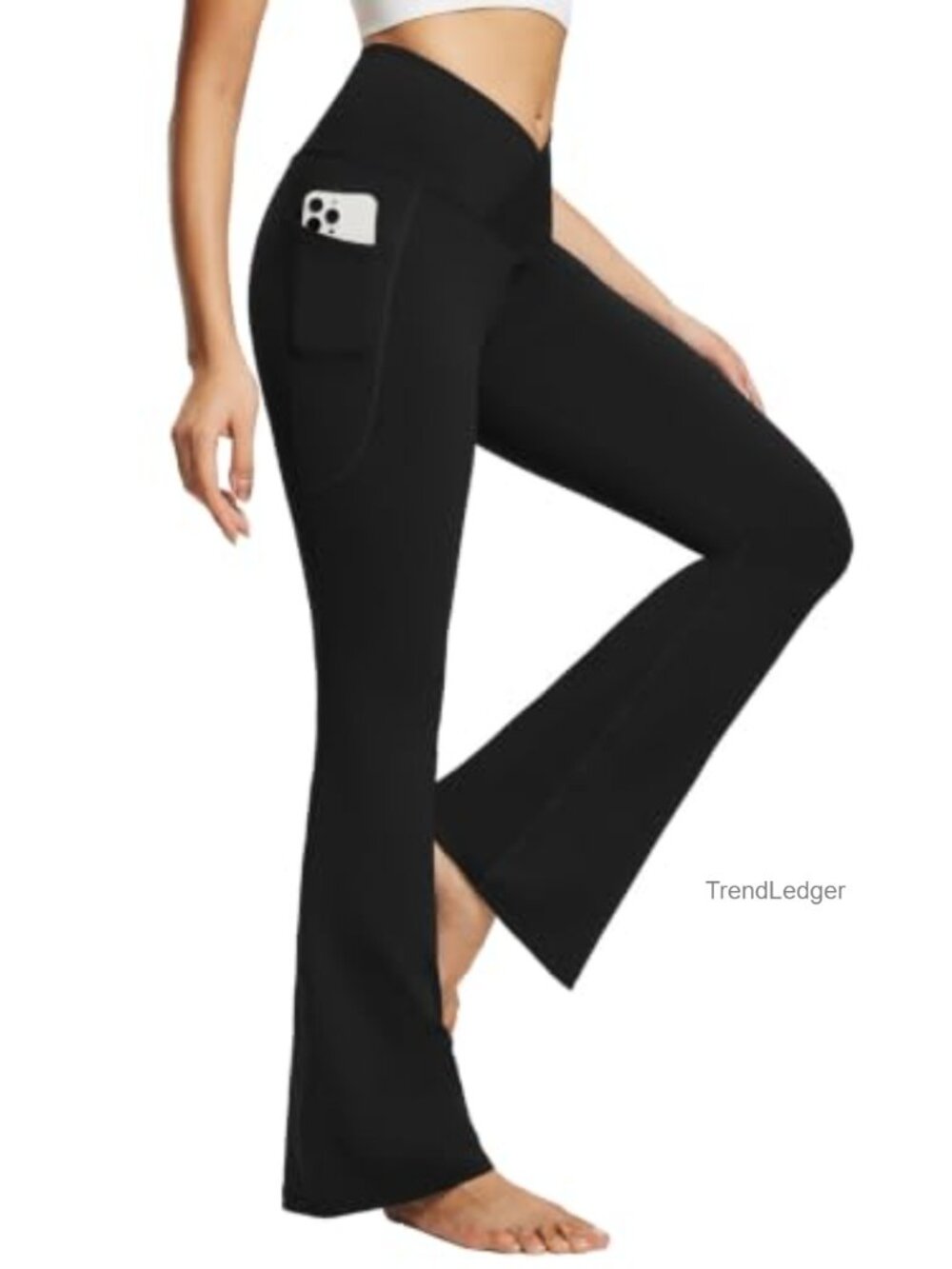 Baleaf High Waist Flare Leggings with Pockets V Crossover Yoga Pants